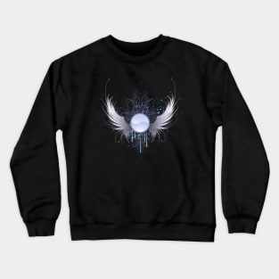 Round Banner with Angel Wings ( White Wings ) Crewneck Sweatshirt